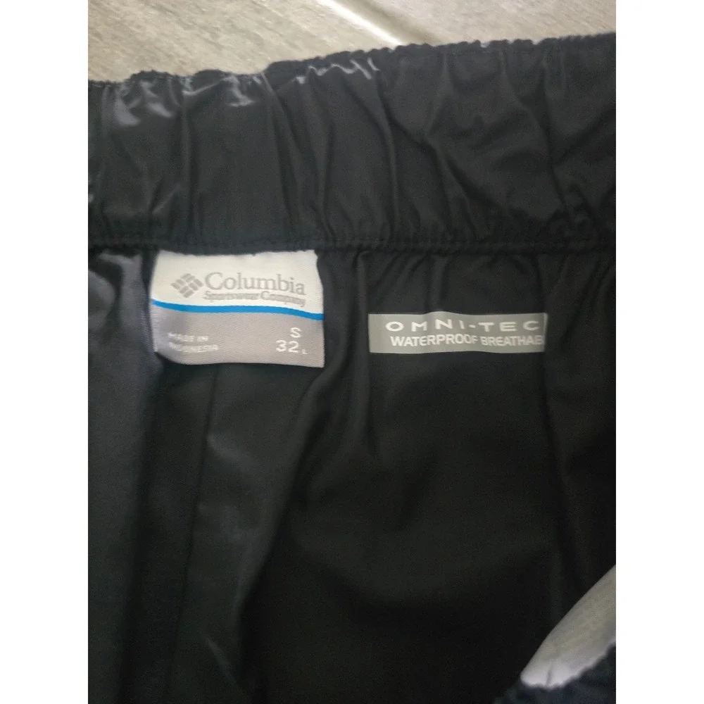 Columbia Omni-Tech Mens Rain Pants Black Waterproof Breathable Small 32 Inseam